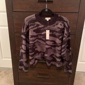 NWT Rag Poets black and gray camo sweater